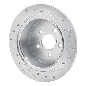 Subaru Outback Brake Rotor (1) - Rear Left - R1 Concepts - Drilled & Slotted - Silver - `05-`09